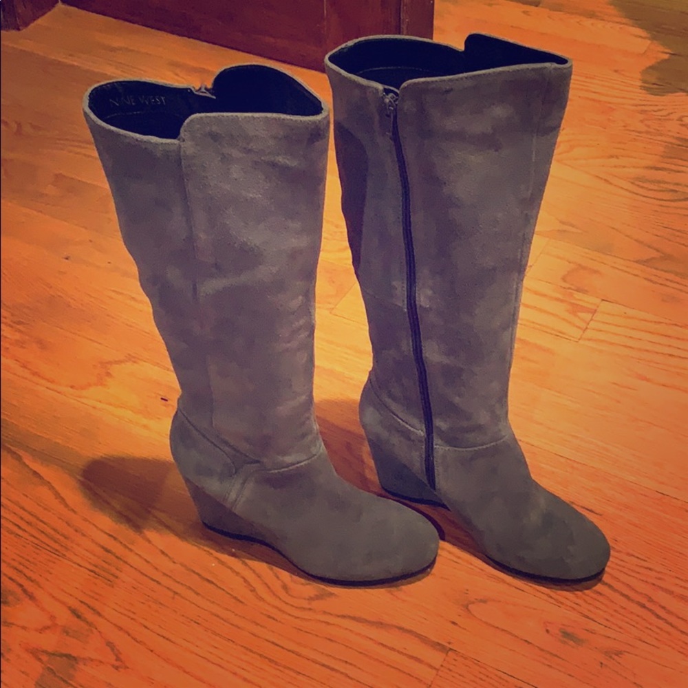 Nine West Grey Suede Tall Boots
